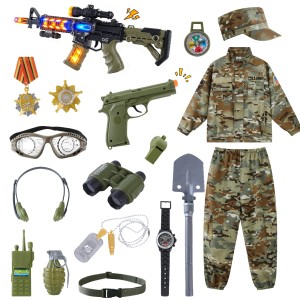 ZelJoyla Kids Army Costume for boys,Soldier Halloween Costume for boys 3-13 | 18PCS Military Soldier Costume with Army Toys,Kids Dress Up Role Play Set,Halloween Costume for Boys